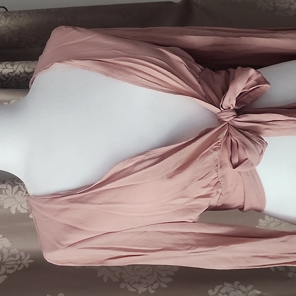 Windsor top in nude wrap tie front - Picture 7 of 8